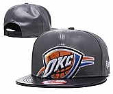 Thunder Team Logo Gray Leather Adjustable Hat GS,baseball caps,new era cap wholesale,wholesale hats